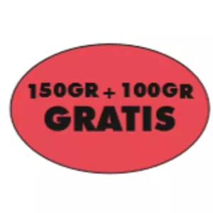 Autocollant 150g+100g gratuit 26x40mm ovale fluo rouge