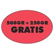 Autocollant 500g+250g gratuit 26x40mm ovale fluo rouge