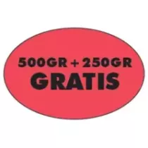 Autocollant 500g+250g gratuit 26x40mm ovale fluo rouge