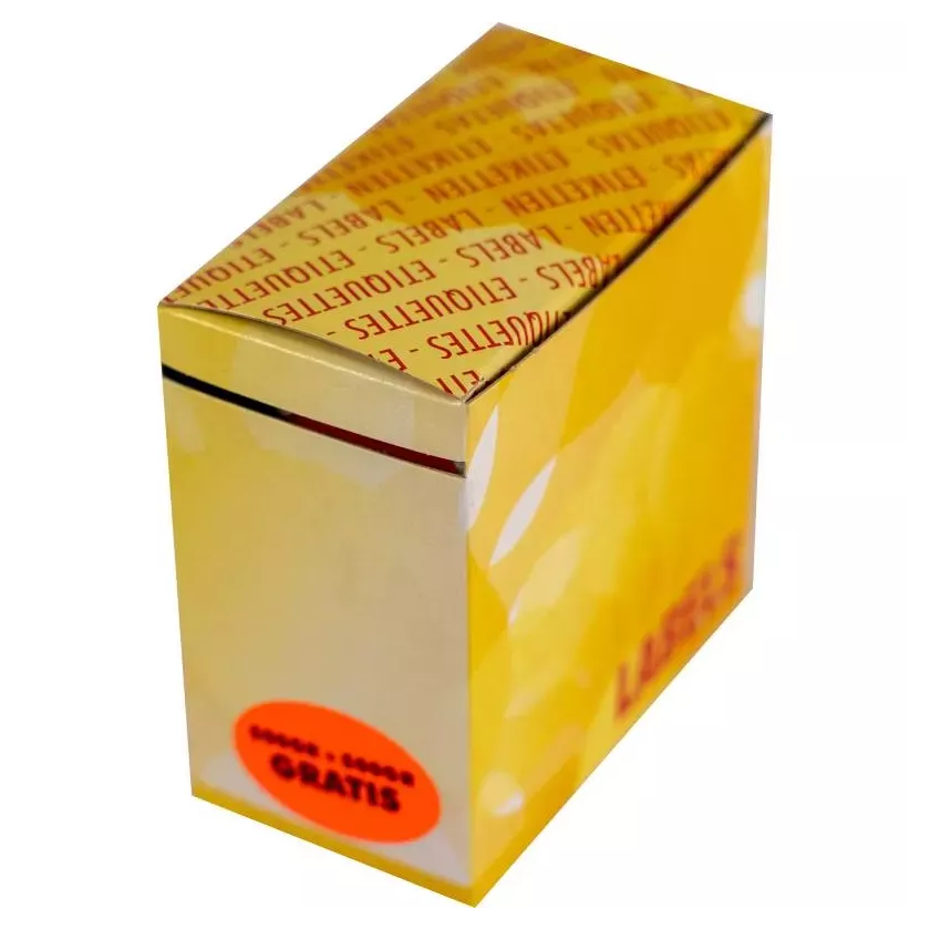 Autocollant 500g+500g gratuit 26x40mm ovale fluo rouge