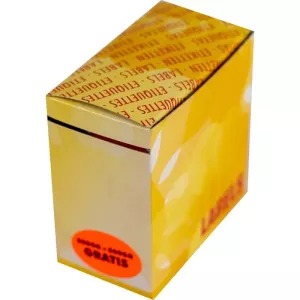Autocollant 500g+500g gratuit 26x40mm ovale fluo rouge