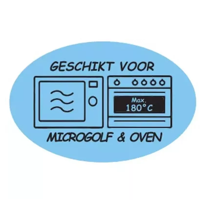 Autocollant compatible micro-ondes et four 35x23mm ovale bleu et noir