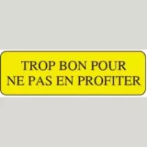 Autocollant trop bon pour ne pas en profiter 15x50mm rectangle jaune
