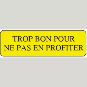 Autocollant trop bon pour ne pas en profiter 15x50mm rectangle jaune