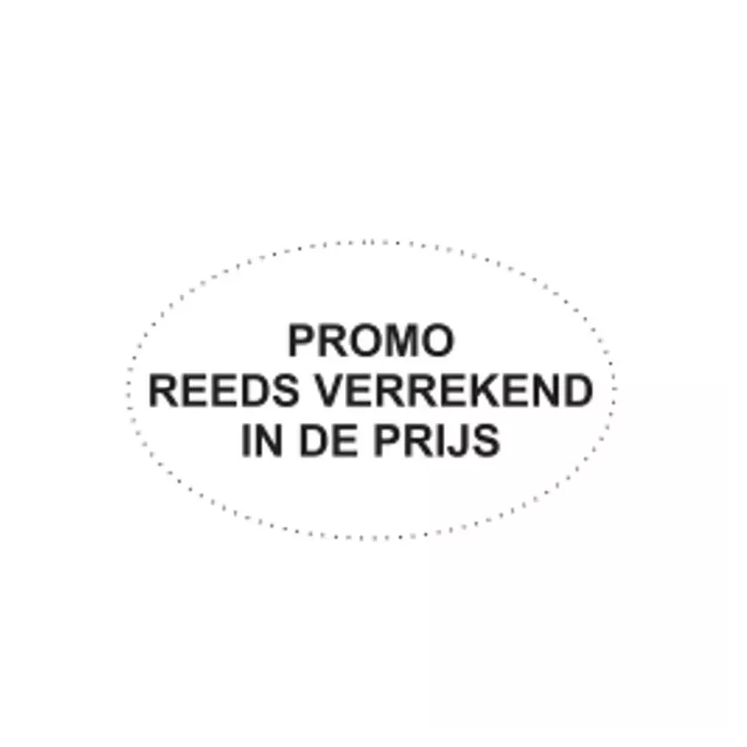 Autocollant imprime promo reeds verreken 27x45mm ovale