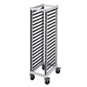 Chariot roulant 18 niveaux GN alu et plastique 530x325x1710mm espace 69mm