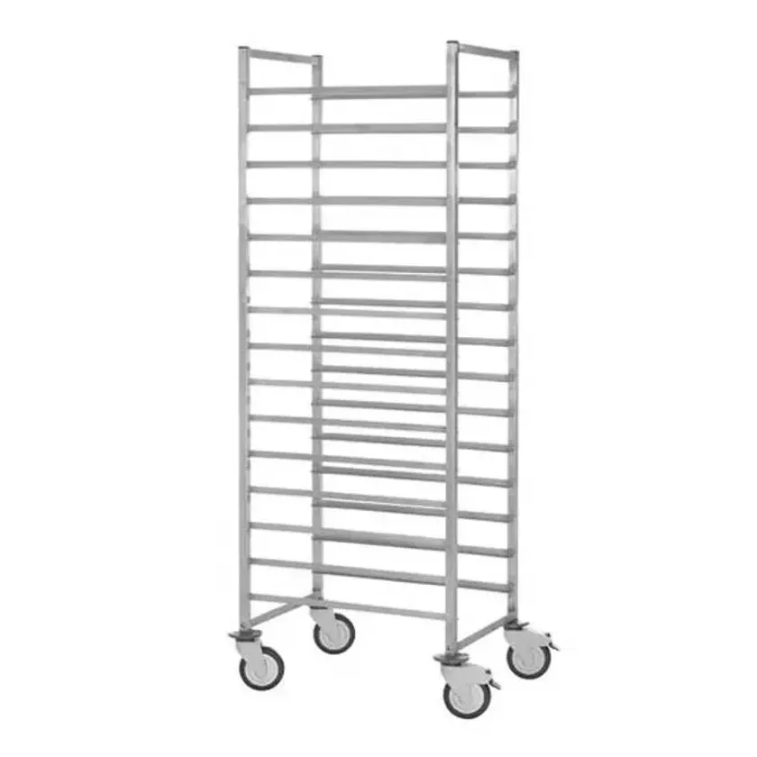 Chariot roulant 20 niveaux Euronorm inox 400x600x1800mm espace 75mm
