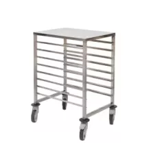 Chariot roulant 8 niveaux Euronorm inox 400x600x1010mm espace 78mm