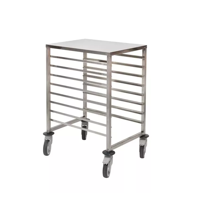 Chariot roulant 8 niveaux Euronorm inox 400x600x1010mm espace 78mm