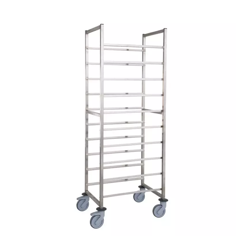 Chariot roulant 10 niveaux Euronorm inox 400x600x1785mm espace 150mm