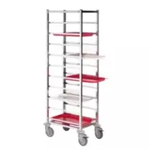 Chariot roulant 10 niveaux Supermarket inox 470x620x1670mm espace 138mm
