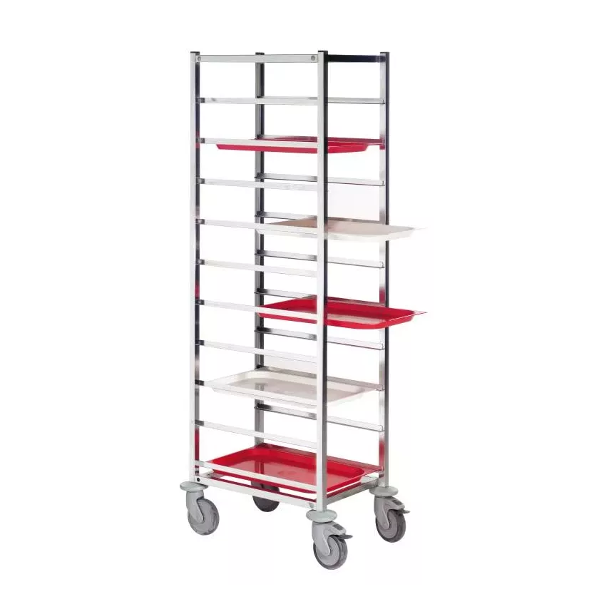 Chariot roulant 10 niveaux Supermarket inox 470x620x1670mm espace 138mm