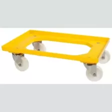 Chariot cadre pour bac 40x60cm jaune 4 roues pivotantes et fourche inox