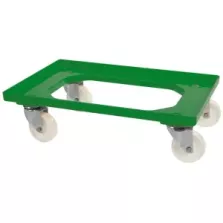 Chariot cadre pour bac 40x60cm vert 4 roues pivotantes et fourche inox