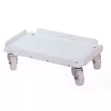 Chariot pour bac 40x60cm nylon blanc 4 roues pivotantes et fourche inox