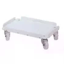 Chariot pour bac 40x60cm nylon blanc 4 roues pivotantes et fourche inox