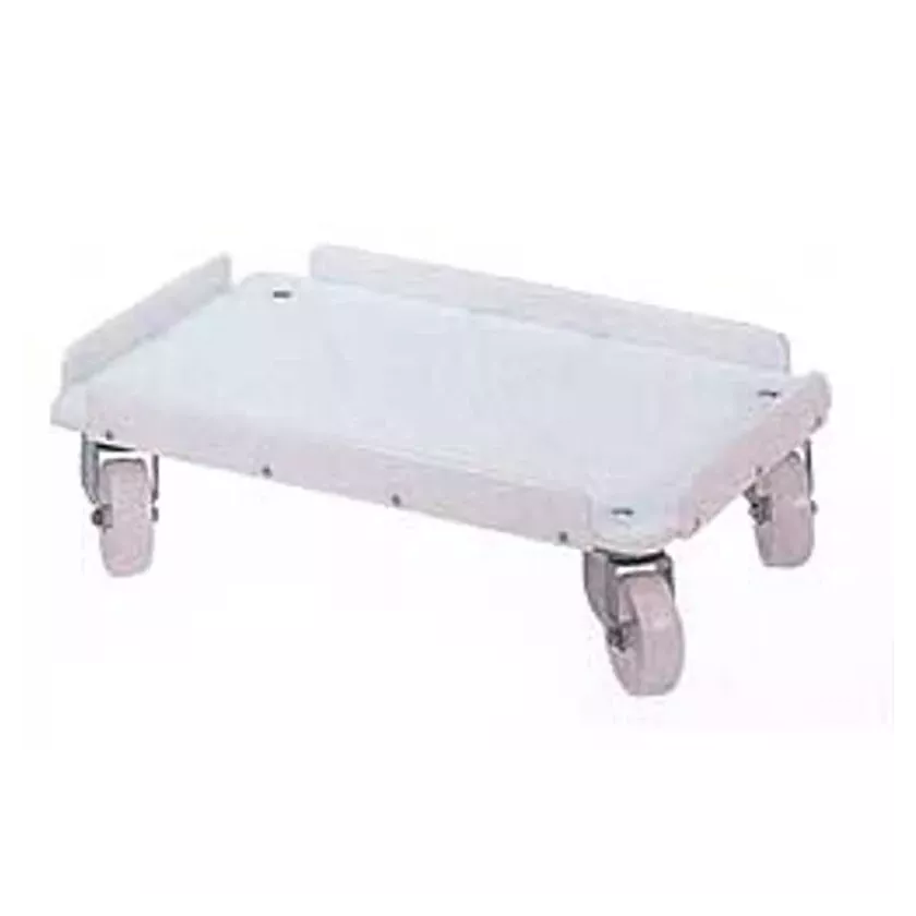 Chariot pour bac 40x60cm nylon blanc 4 roues pivotantes et fourche inox