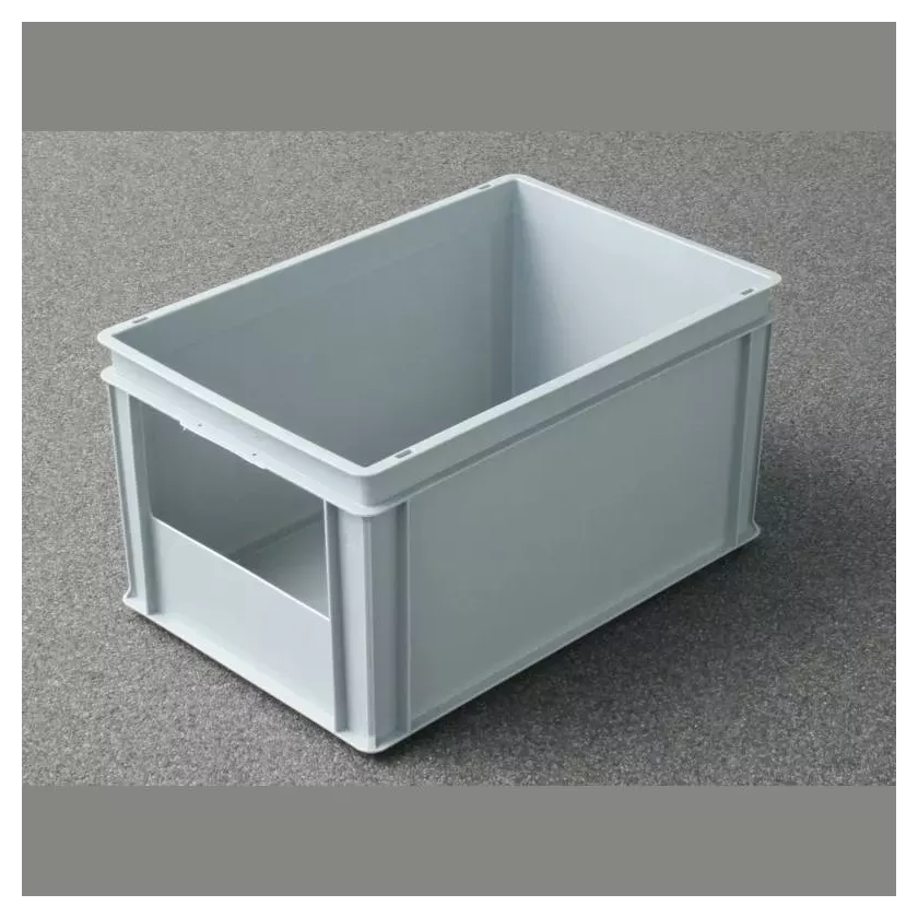 Euro bac Empilab 60L gris 600x400x320mm ouvert en avant