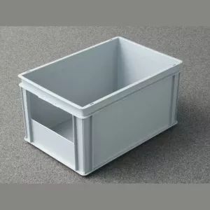 Euro bac Empilab 60L gris 600x400x320mm ouvert en avant