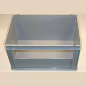 Euro bac Empilab 60L gris 600x400x320mm ouvert au cote