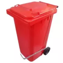 Poubelle 80L avec pedale inox rouge 525x445x930mm