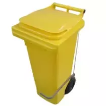Poubelle 120L avec pedale inox jaune 480x550x930mm