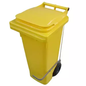 Poubelle 120L avec pedale inox jaune 480x550x930mm