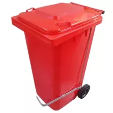 Poubelle 120L avec pedale inox rouge 480x550x930mm