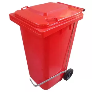Poubelle 120L avec pedale inox rouge 480x550x930mm