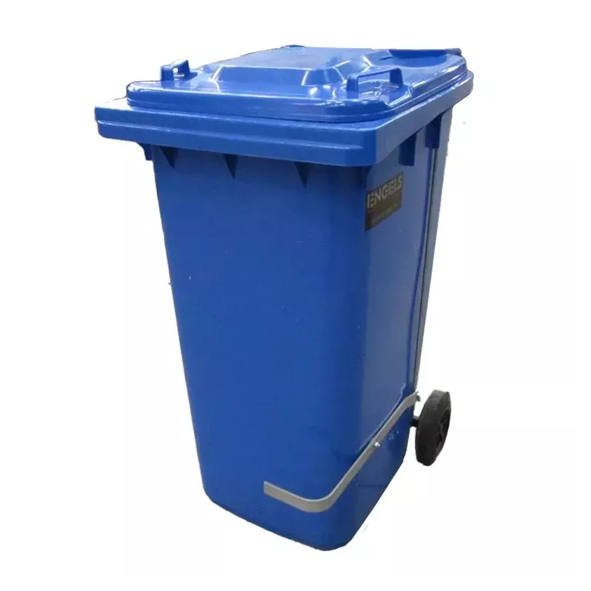Poubelle 120L avec pedale inox bleue 480x550x930mm