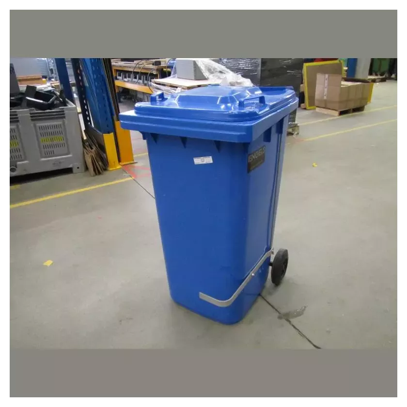 Poubelle 240L avec pedale inox bleue 580x725x1080mm