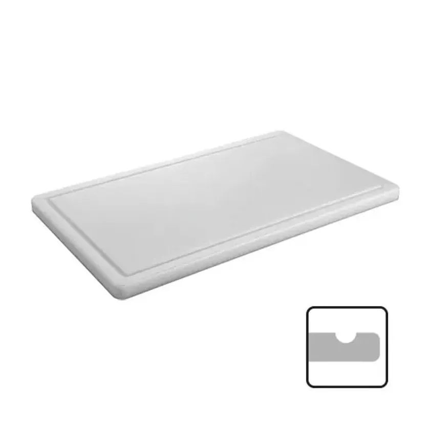 Planche a decouper 600x330mm blanche h20mm avec rainure et antiderapant