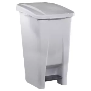 Poubelle pedale 60L blanche 440x340xh680mm synthetique