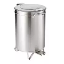 Poubelle pedale 90L inox diametre 450xh685mm sur rouleaux