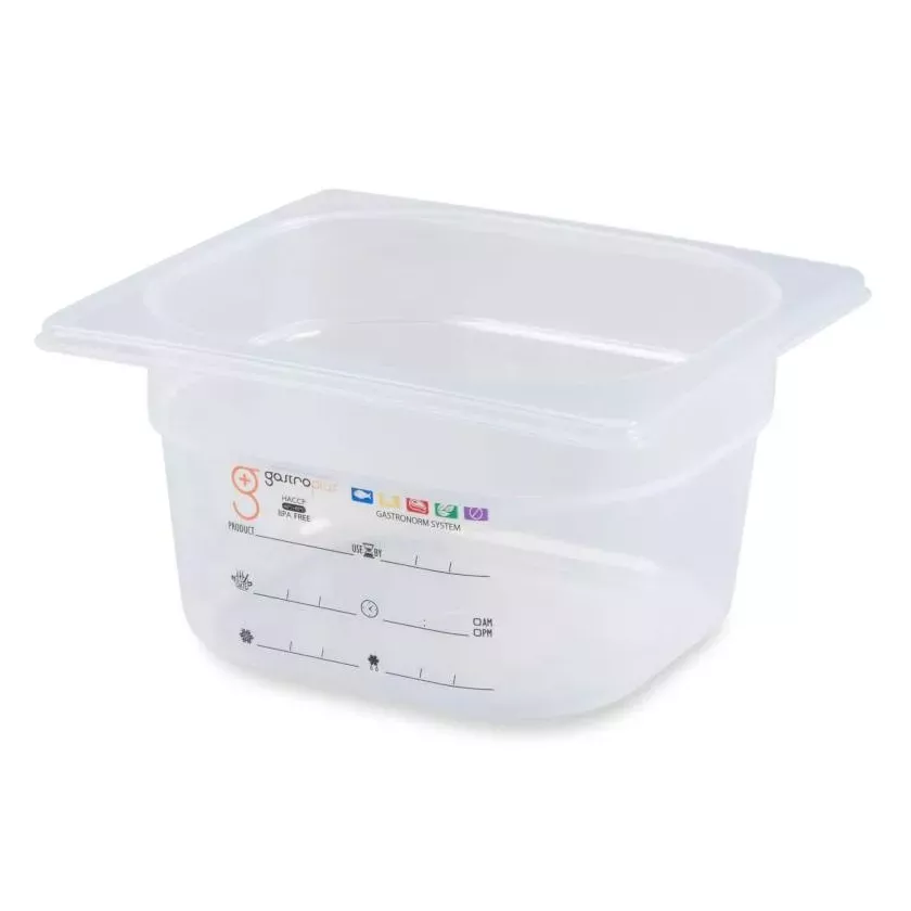 GN bac 1/6x100mm 1,53L PP IML transparent gastro-plus