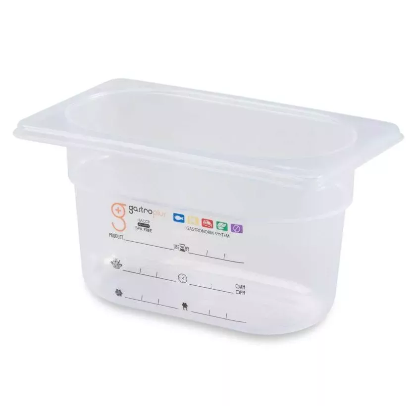 GN bac 1/9x100mm 0,85L PP IML transparent gastro-plus
