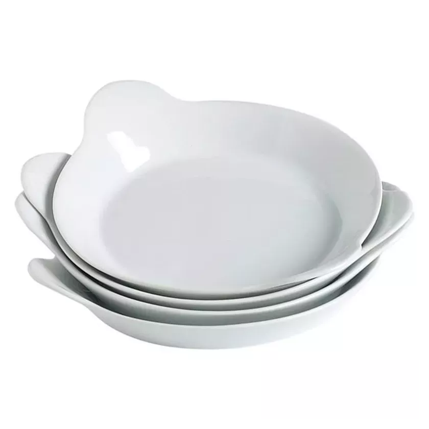 Plat a oreilles diametre 17cm blanc porcelaine