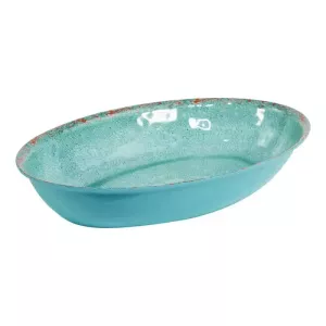 Plat ovale melamine bleu rustique 420x280x70mm