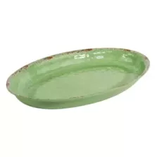 Plat ovale melamine vert rustique 420x280x40mm