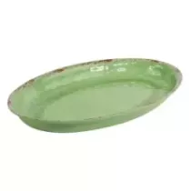 Plat ovale melamine vert rustique 420x280x40mm