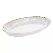 Plat ovale melamine blanc rustique 420x280x40mm