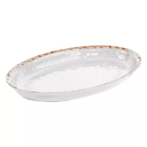 Plat ovale melamine blanc rustique 420x280x40mm