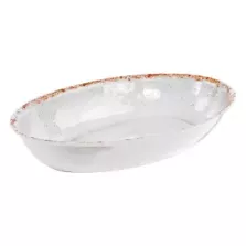 Plat ovale melamine blanc rustique 420x280x70mm