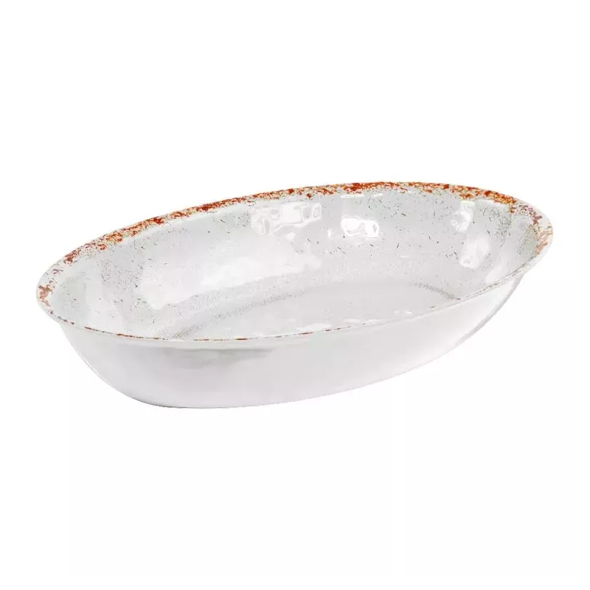 Plat ovale melamine blanc rustique 420x280x70mm