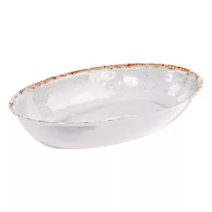 Plat ovale melamine blanc rustique 420x280x70mm