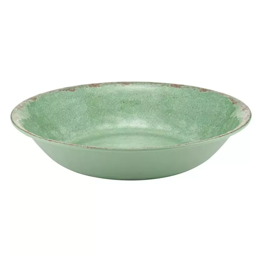 Plat melamine rond vert rustique d350x70mm
