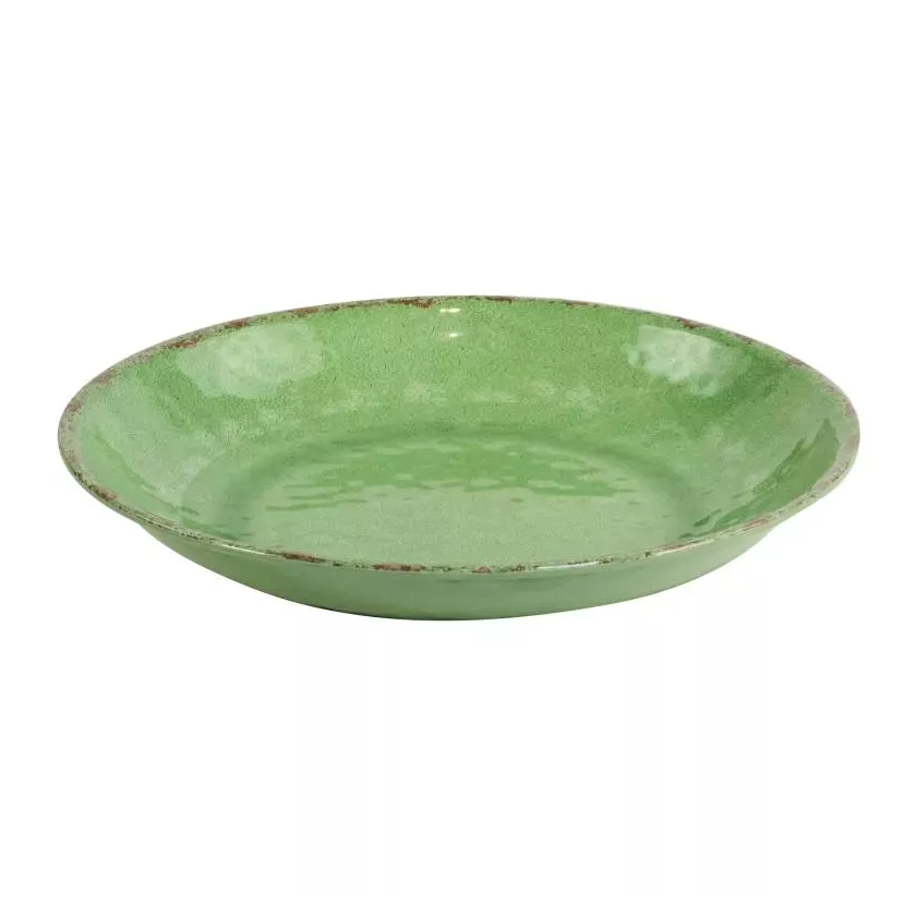Plat melamine rond vert rustique d420x70mm