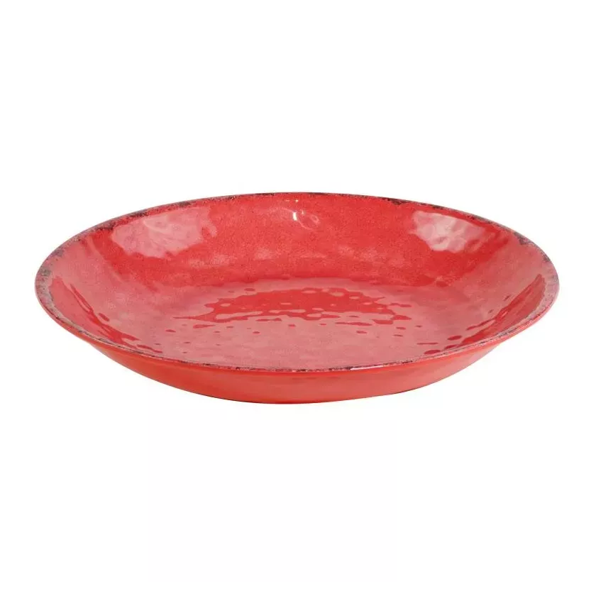 Plat rond melamine rouge rustique d420x70mm
