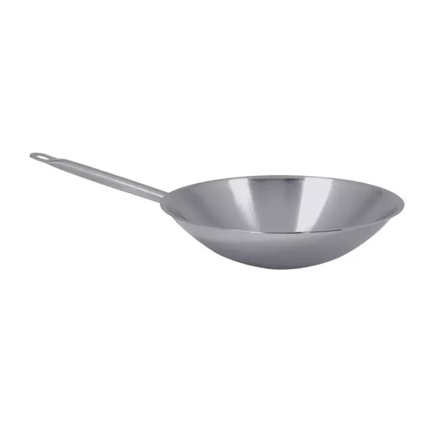 POELE A WOK d36cm inox avec fond plat Pujadas