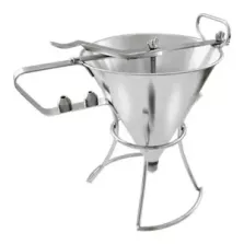 Entonnoir d19cm inox 2 douilles et support